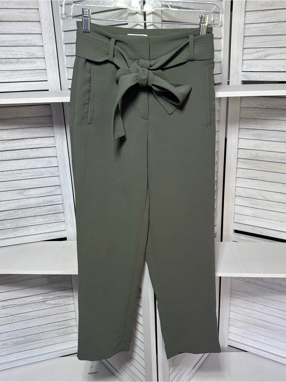 Wilfred Aritzia Tie Waist Pants Size 00 Olive Green High Rise Trousers